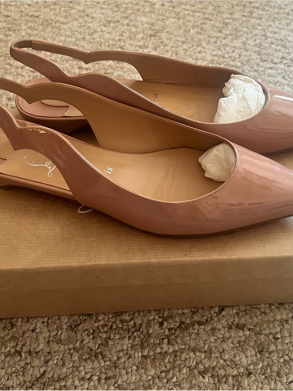 Christian Louboutin Hot Chickita Sling Flats, Size 40.5 - Authentic, Like New